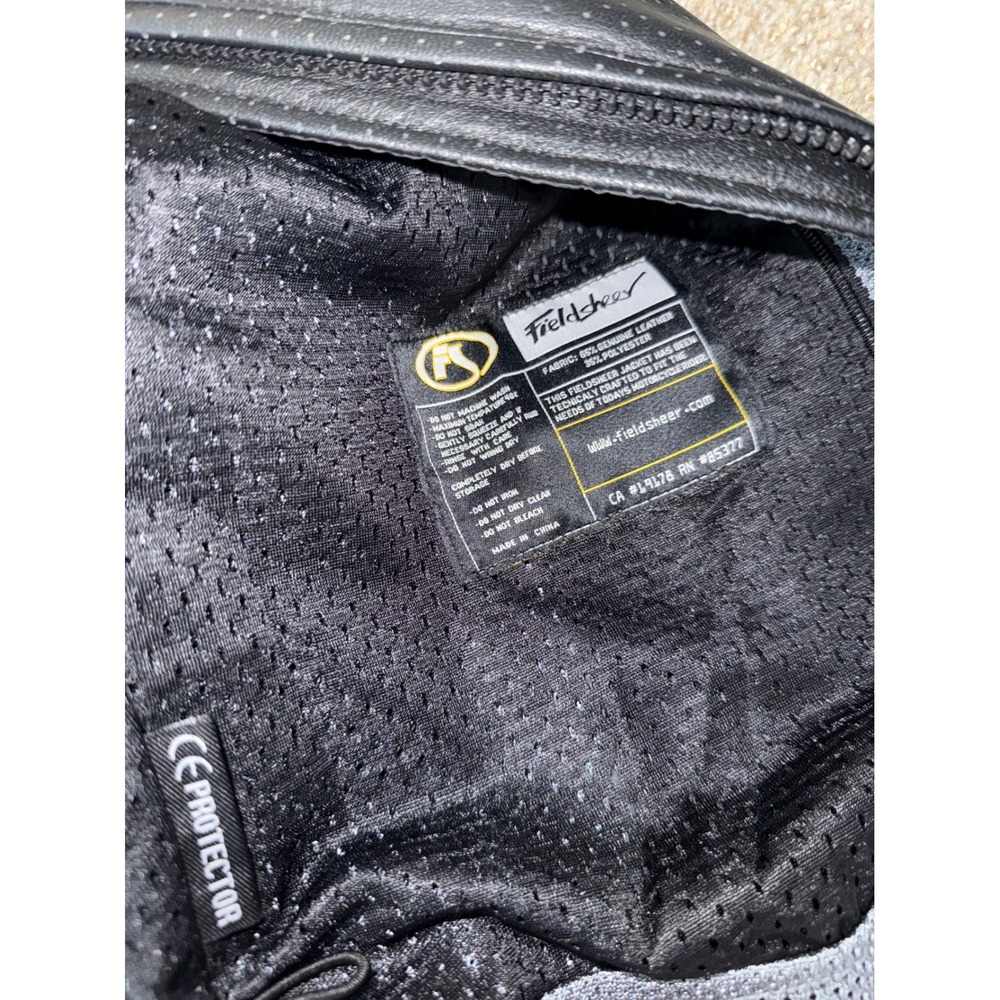 Fieldsheer High Temp Leather Mesh Motorcycle Jacket black yellow men size 12/14 - Picture 5 of 15